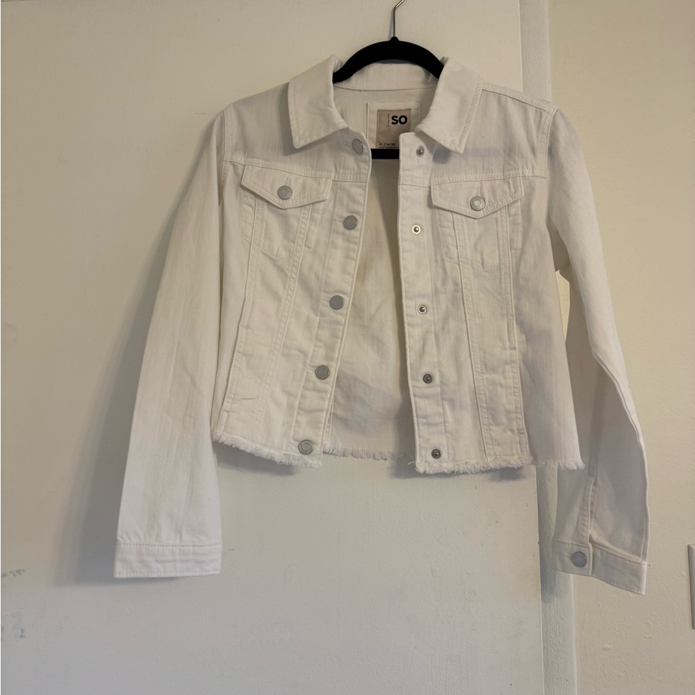White Denim Cropped Jacket - SO Girls